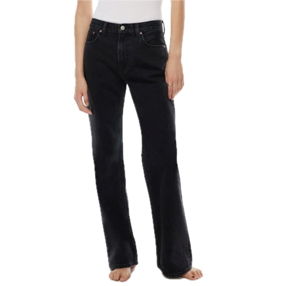 Aritzia Denim Forum Marianne Flare Jeans 26 Black Mid Rise EUC